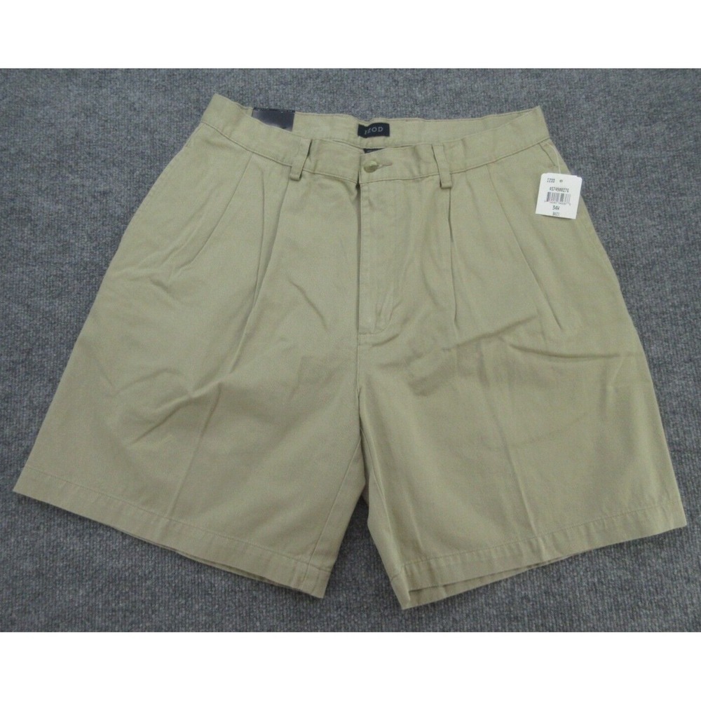 IZOD Mens Shorts Relaxed Khaki NWT Pleated Chino Cotton Twill 34W